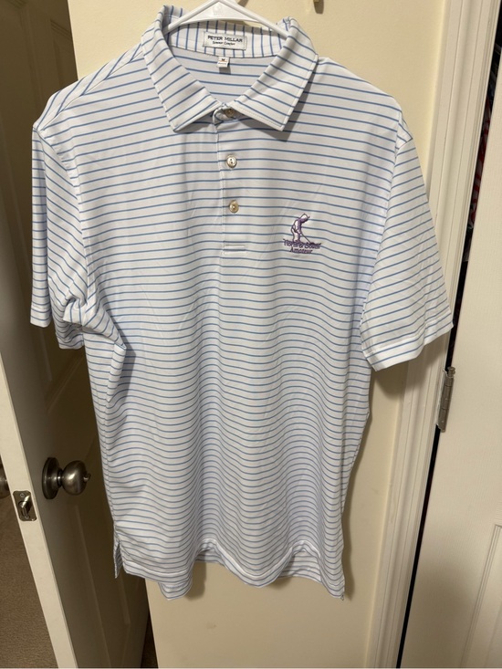 Peter Millar Other - Peter Millar Men’s Light Blue Striped Polo Shirt North and South Pinehurst Logo
